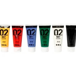 Akryylimaali matta, 20 ml - Perusvärit, 6 kpl
