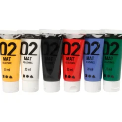 Akryylimaali matta, 20 ml - Perusvärit, 6 kpl