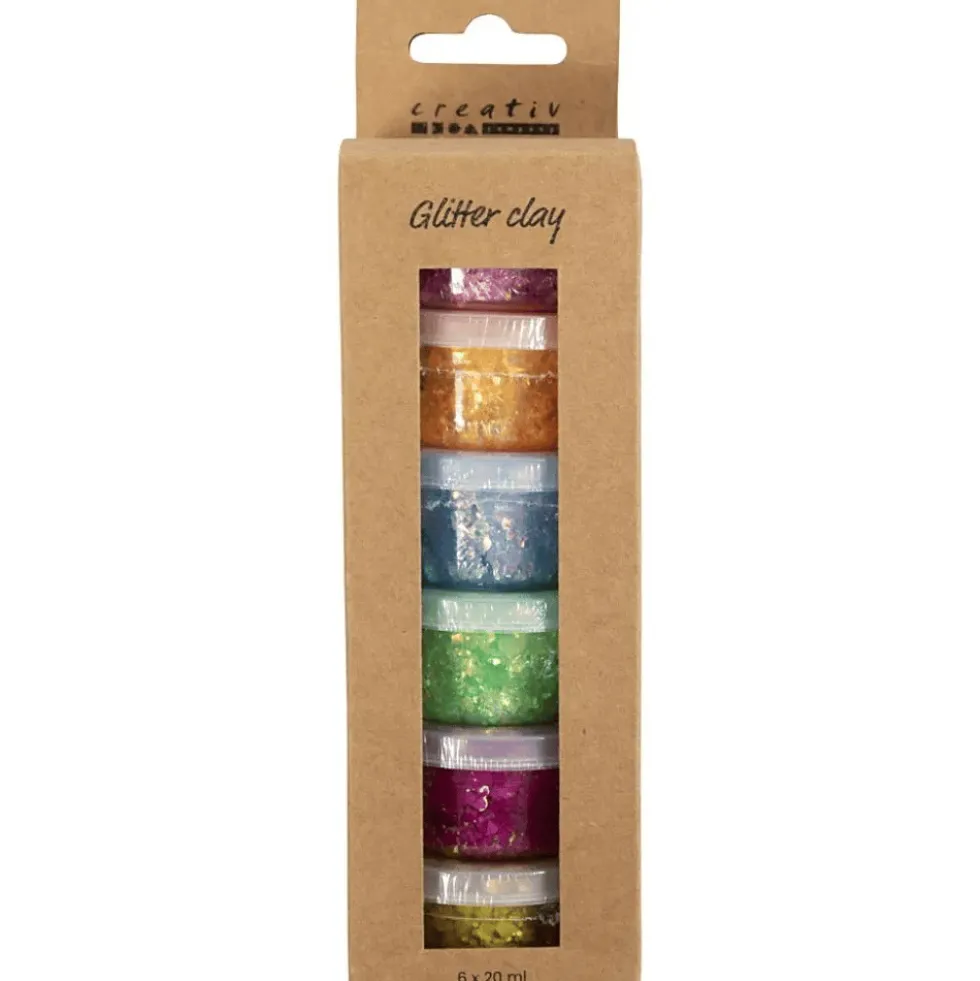 Glitter Clay 6 x 20 ml - Perusvärit