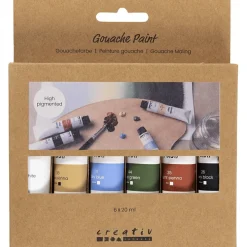 Gouache-maali 20 ml. - Luonnonvärit, 6 kpl