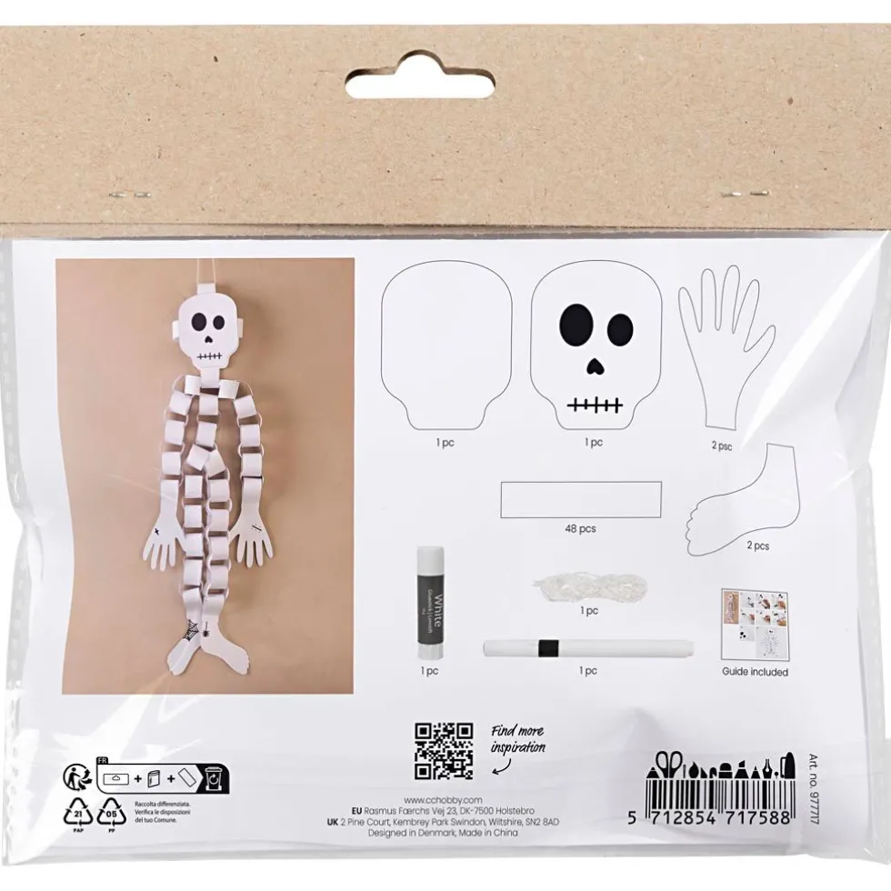 Halloween-pussi - Paperinen luuranko