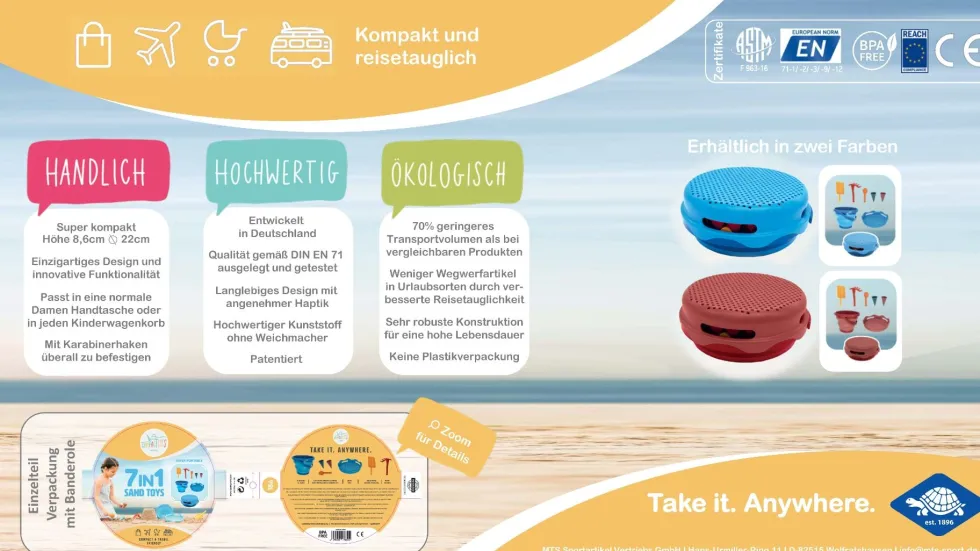 Hiekkaleikit - Ämpärisetti, 7 osaa - Sininen