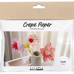 Kreppipaperi mini - Kukat väriloistolla, 3 kpl