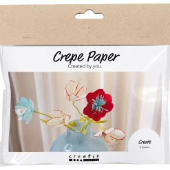 Kreppipaperi mini - Kukat väriloistolla, 5 kpl