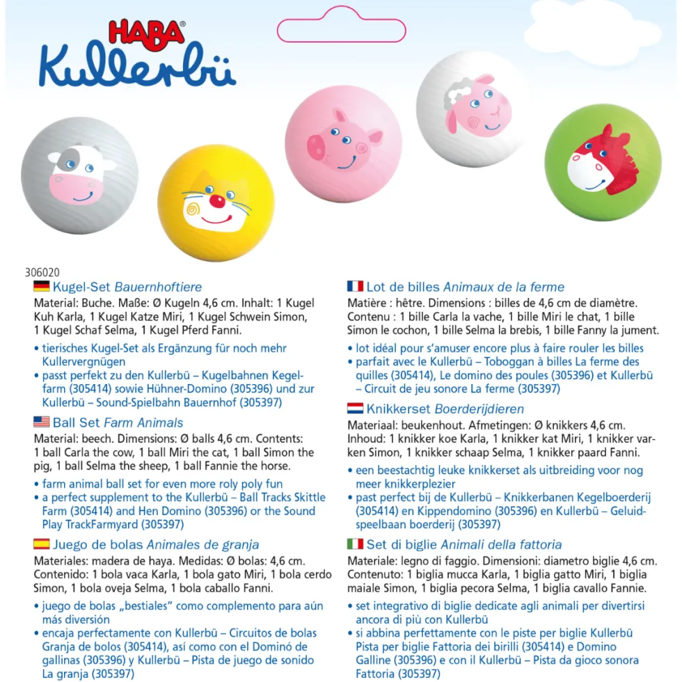 Kullerbü-tarvikkeet - Pallot eläinaiheilla - 5 kpl