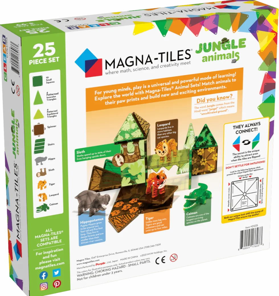 Magna-Tiles | Viidakkoeläimet, 25 kpl