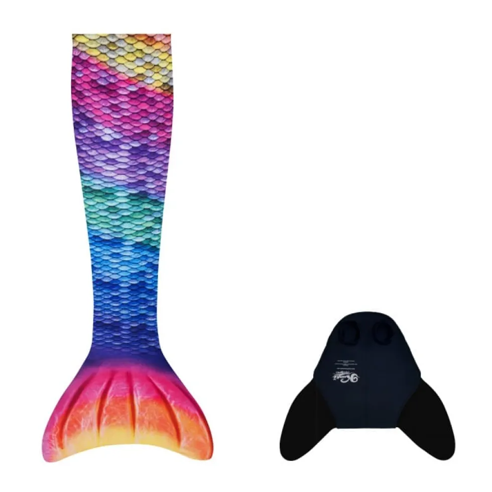 Merenneidon pyrstö + uimaevä, Rainbow (XS + S)