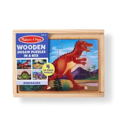 Palapeli puusta, 4 x 12 palaa - Dinosaurukset