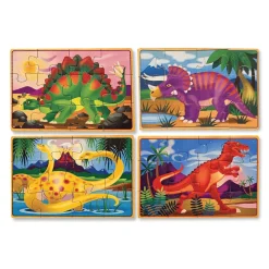 Palapeli puusta, 4 x 12 palaa - Dinosaurukset
