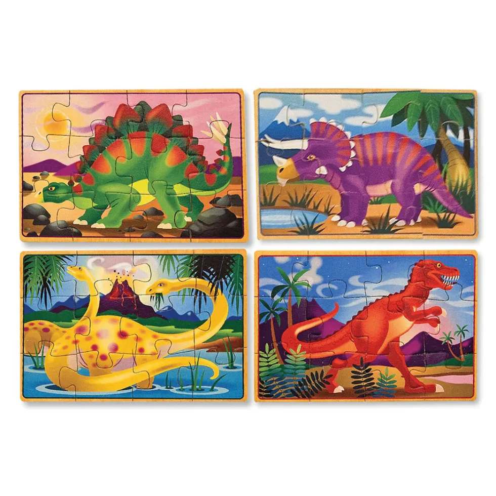 Palapeli puusta, 4 x 12 palaa - Dinosaurukset