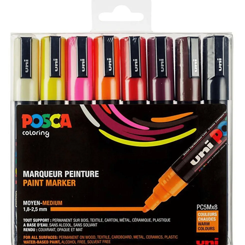 Posca PC-5M -tussit – Lämpimät värit, 8 kpl