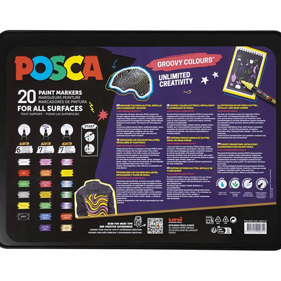 Posca-tussit kotelossa – Groovy Colours, 20 kpl
