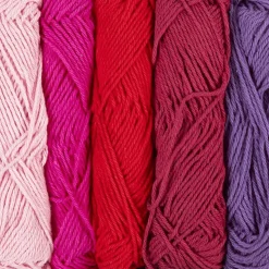 Puuvillalanka – Lila & pinkki, 5 × 50 m