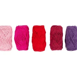 Puuvillalanka – Lila & pinkki, 5 × 50 m
