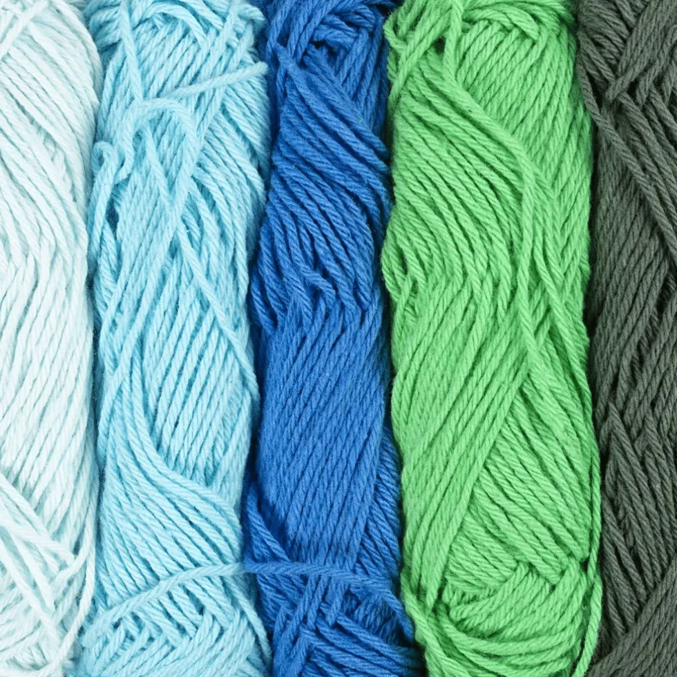 Puuvillalanka – Sininen & vihreä, 5 × 50 m