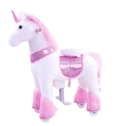 Ratsastettava yksisarvinen, pinkki, keskikoko