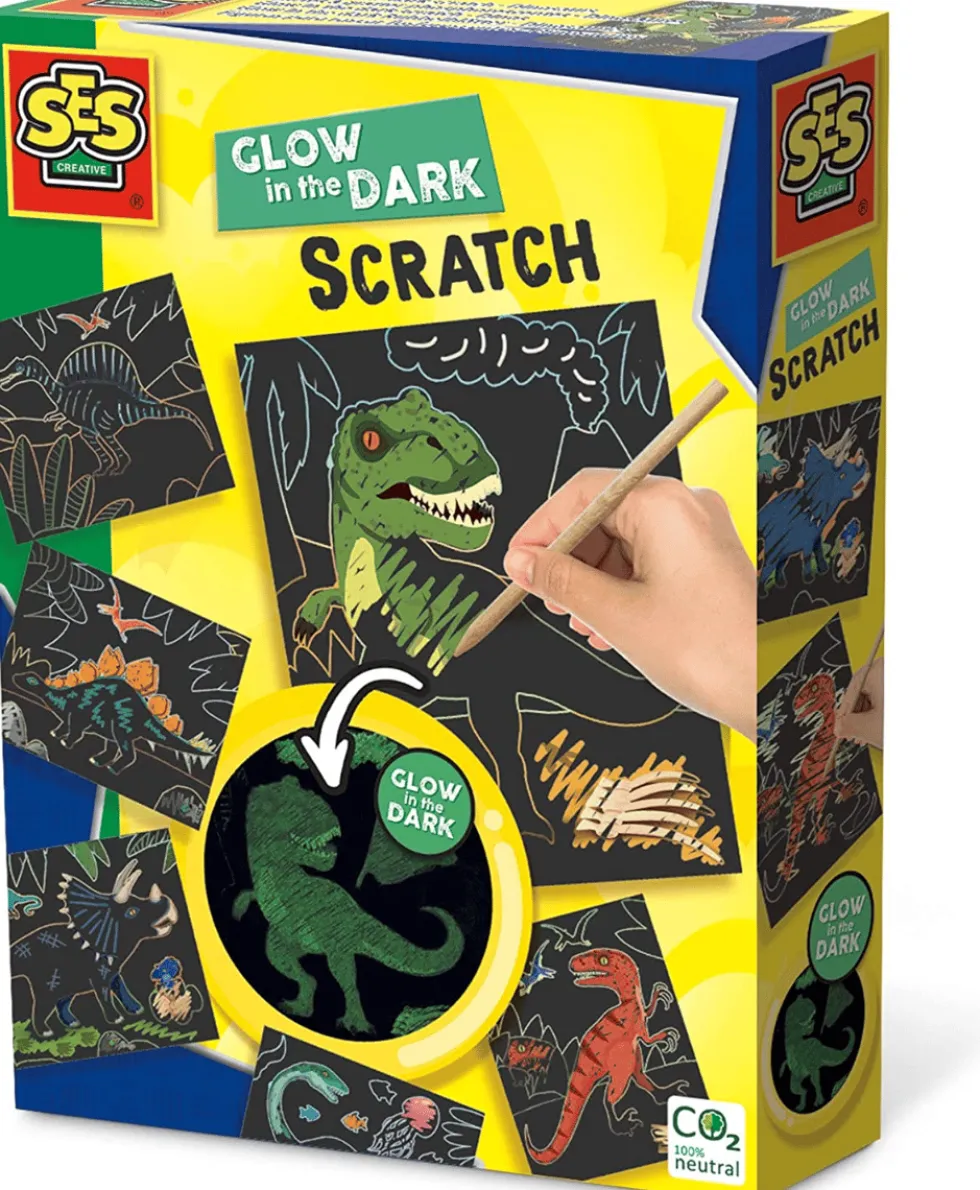 Scratch-kortti - Glow in the dark -dinot