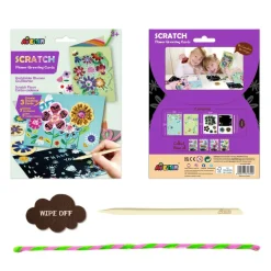 Scratch-onnittelukortit – Kukat, 3 kpl