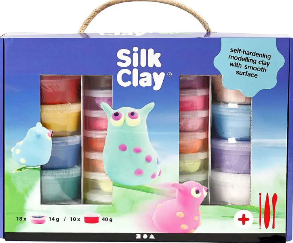 Silk Clay lahjapaketissa, 28 purkkia + työvälineet