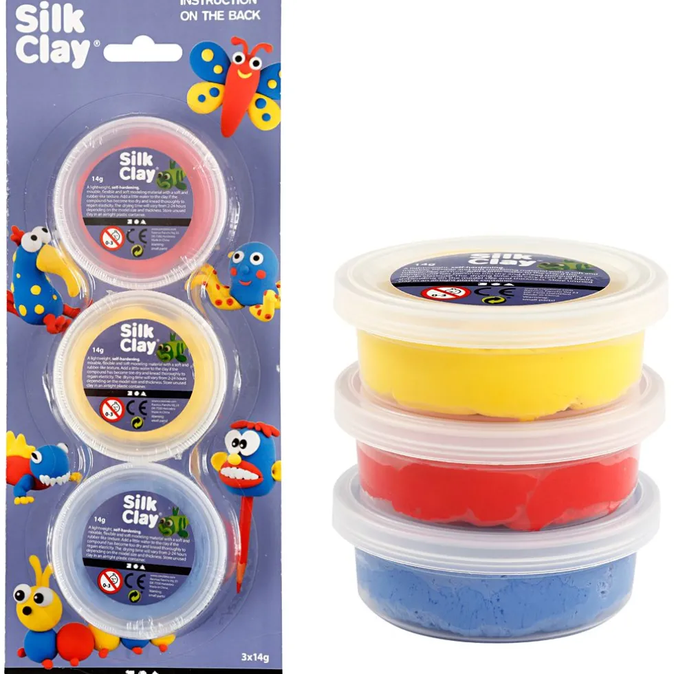 Silk Clay 3 x 14 gr - Sini-, puna-, keltainen