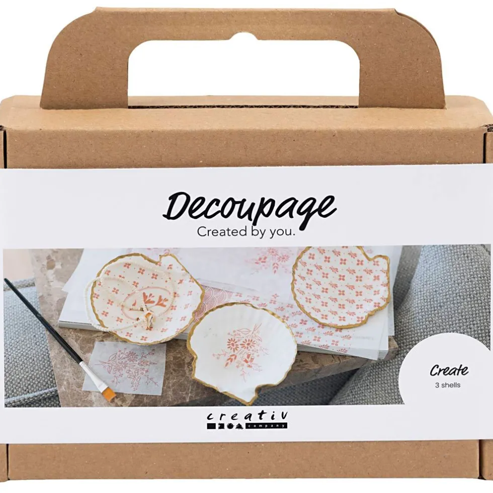 Tee decoupage-simpukankuoria, 3 kpl